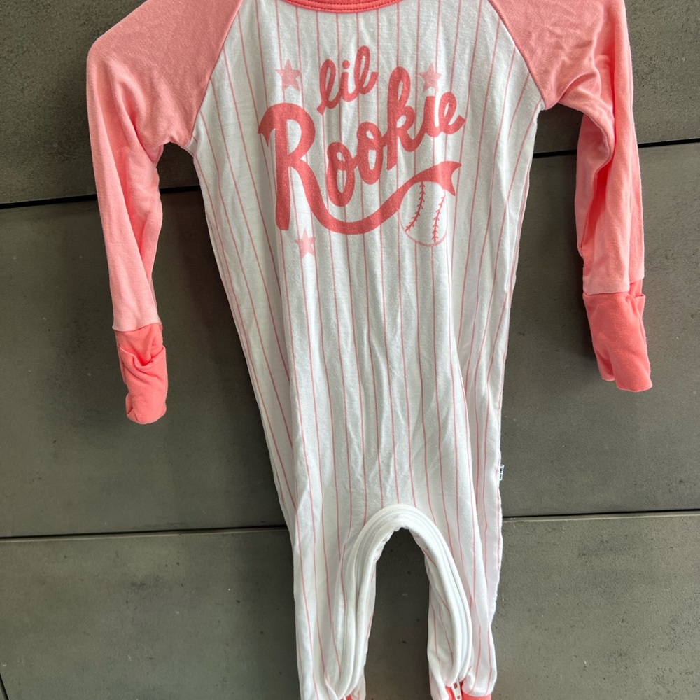 Little Sleepies Lil Rookie Bamboo Crescent Zippy 3/6 Months EUC.